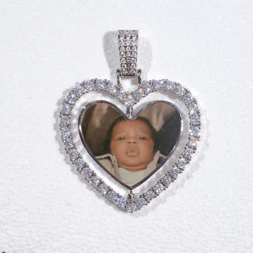3D Spinning 2-Faced Heart Custom Picture Pendant