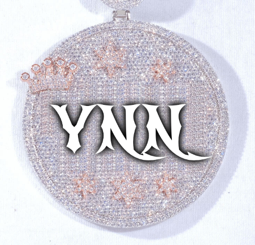 CUSTOM LETTER NECKLACE 3D BIG CROWN DISC