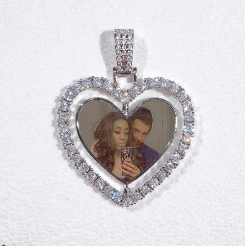 3D Spinning 2-Faced Heart Custom Picture Pendant