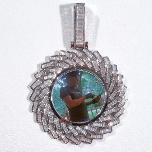 Large 3D Baguette Custom Picture Pendant
