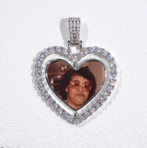 3D Spinning 2-Faced Heart Custom Picture Pendant