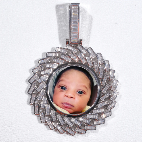 Large 3D Baguette Custom Picture Pendant