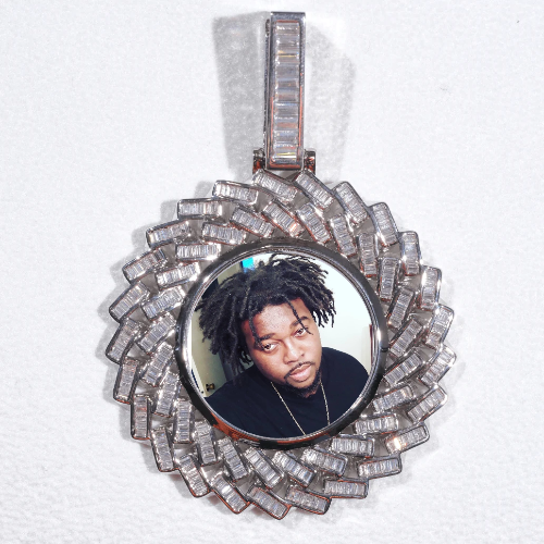 Large 3D Baguette Custom Picture Pendant