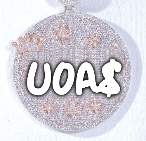 CUSTOM LETTER NECKLACE 3D BIG CROWN DISC