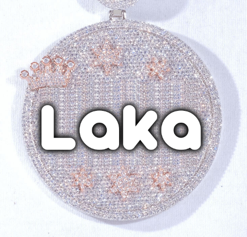 CUSTOM LETTER NECKLACE 3D BIG CROWN DISC