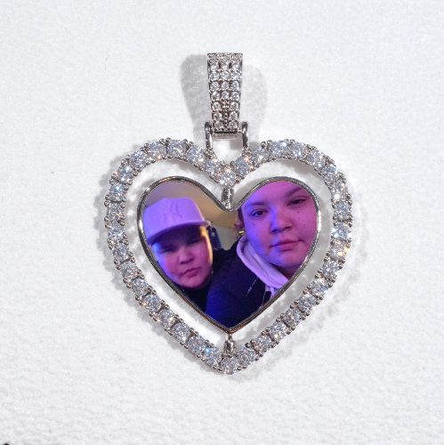 3D Spinning 2-Faced Heart Custom Picture Pendant
