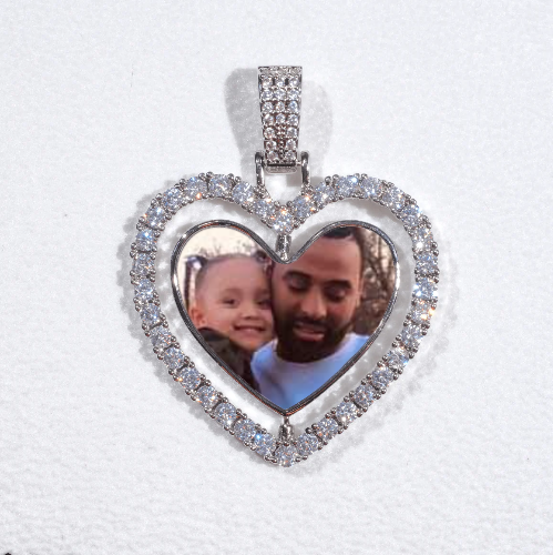 3D Spinning 2-Faced Heart Custom Picture Pendant