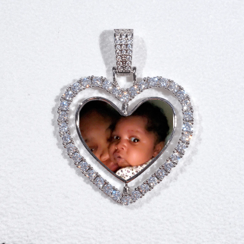 3D Spinning 2-Faced Heart Custom Picture Pendant