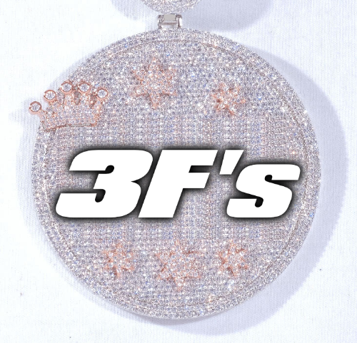 CUSTOM LETTER NECKLACE 3D BIG CROWN DISC