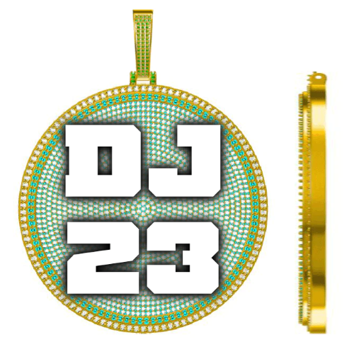 CUSTOM LETTER NECKLACE 3D BIG DISC