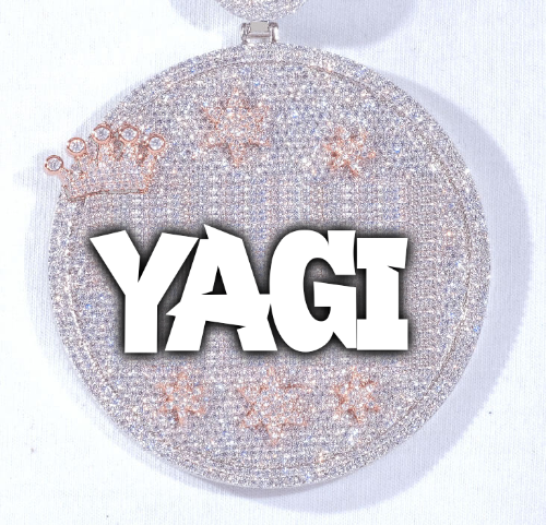 CUSTOM LETTER NECKLACE 3D BIG CROWN DISC