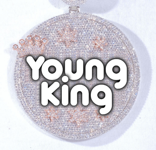 CUSTOM LETTER NECKLACE 3D BIG CROWN DISC