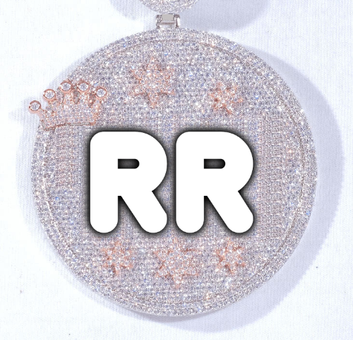 CUSTOM LETTER NECKLACE 3D BIG CROWN DISC