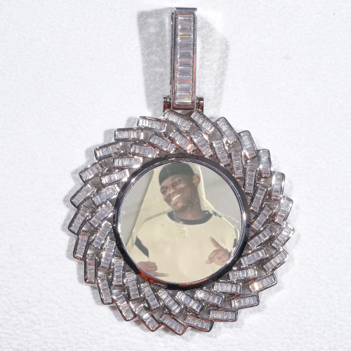 Large 3D Baguette Custom Picture Pendant