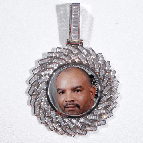 Large 3D Baguette Custom Picture Pendant