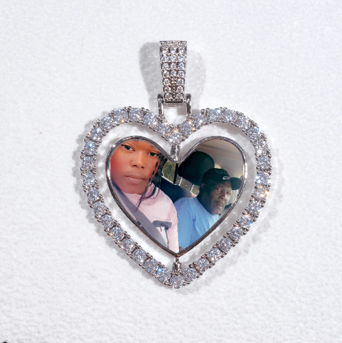 3D Spinning 2-Faced Heart Custom Picture Pendant
