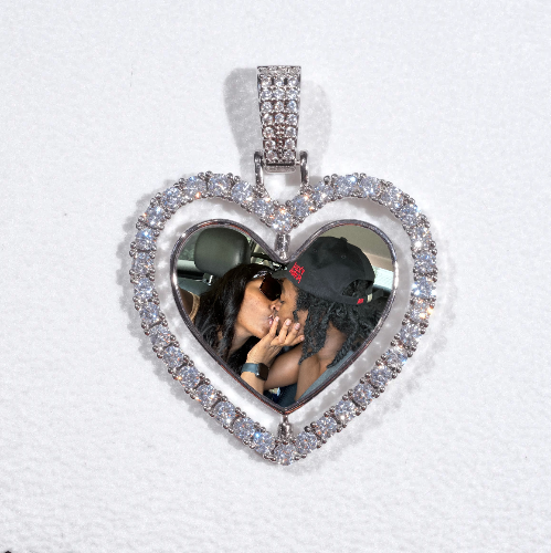 3D Spinning 2-Faced Heart Custom Picture Pendant