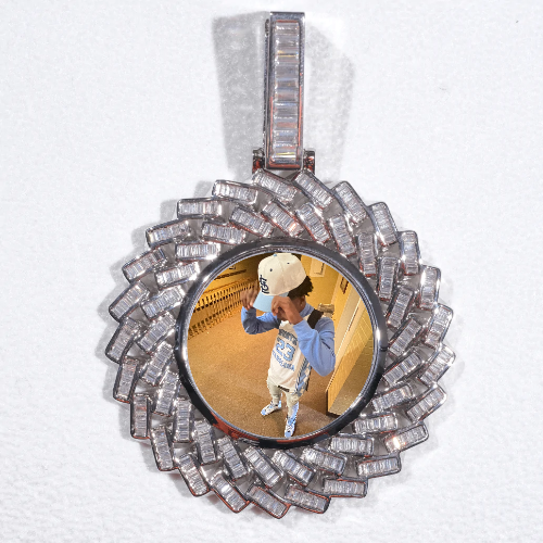 Large 3D Baguette Custom Picture Pendant