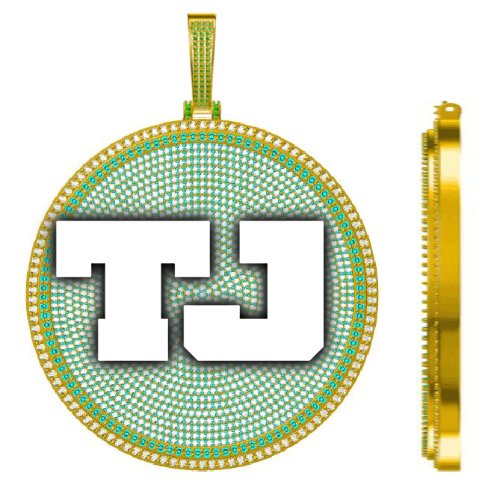 CUSTOM LETTER NECKLACE 3D BIG DISC