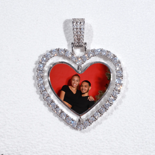 3D Spinning 2-Faced Heart Custom Picture Pendant