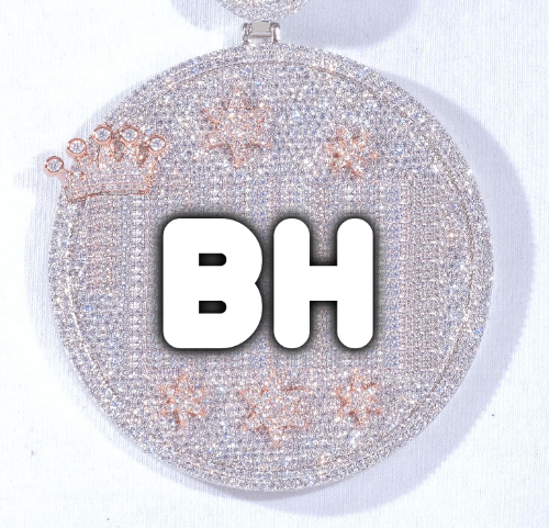 CUSTOM LETTER NECKLACE 3D BIG CROWN DISC