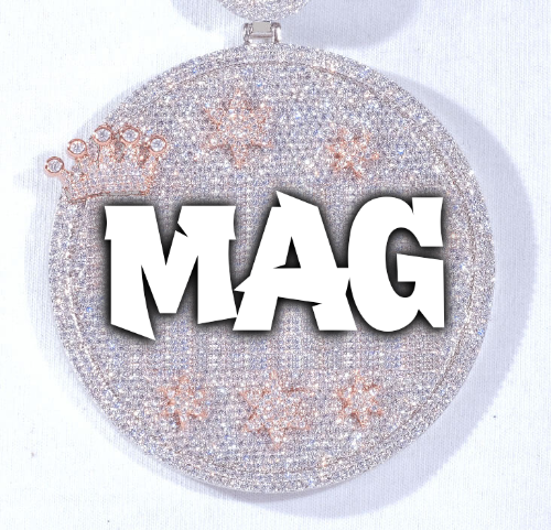 CUSTOM LETTER NECKLACE 3D BIG CROWN DISC