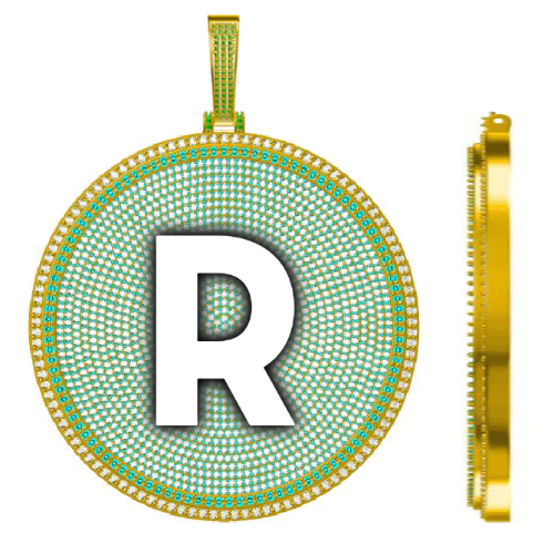 CUSTOM LETTER NECKLACE 3D BIG DISC