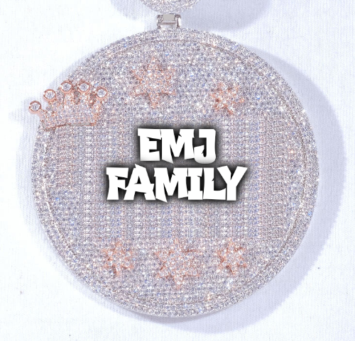 CUSTOM LETTER NECKLACE 3D BIG CROWN DISC