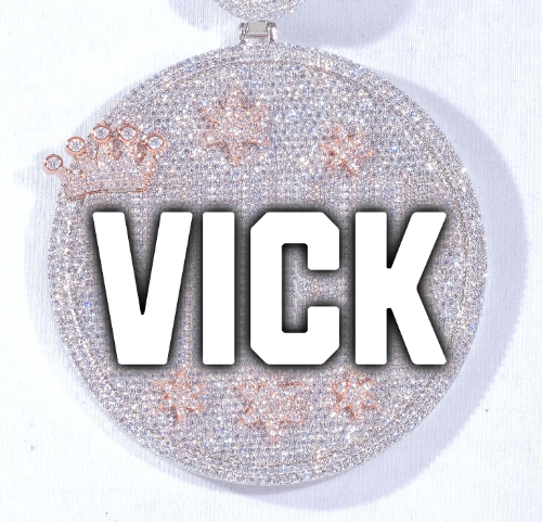 CUSTOM LETTER NECKLACE 3D BIG CROWN DISC