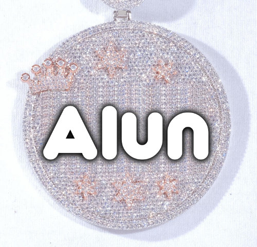 CUSTOM LETTER NECKLACE 3D BIG CROWN DISC