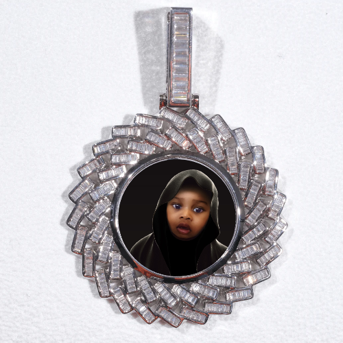 Large 3D Baguette Custom Picture Pendant