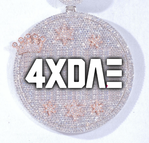 CUSTOM LETTER NECKLACE 3D BIG CROWN DISC