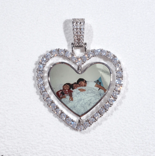 3D Spinning 2-Faced Heart Custom Picture Pendant