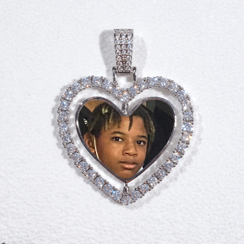 3D Spinning 2-Faced Heart Custom Picture Pendant
