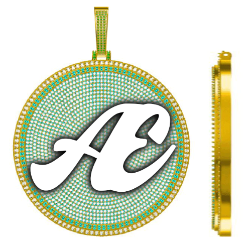 CUSTOM LETTER NECKLACE 3D BIG DISC
