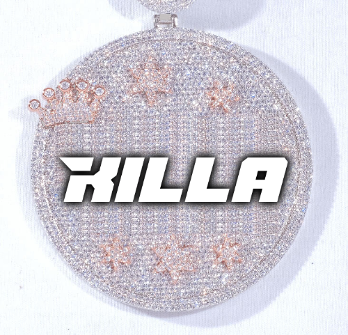 CUSTOM LETTER NECKLACE 3D BIG CROWN DISC