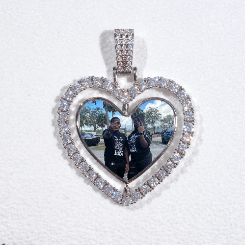 3D Spinning 2-Faced Heart Custom Picture Pendant