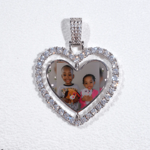 3D Spinning 2-Faced Heart Custom Picture Pendant