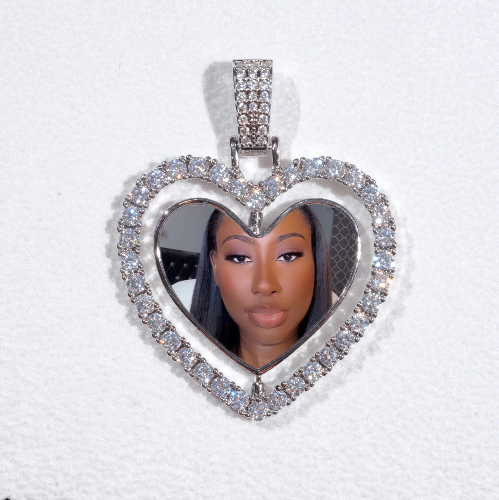 3D Spinning 2-Faced Heart Custom Picture Pendant