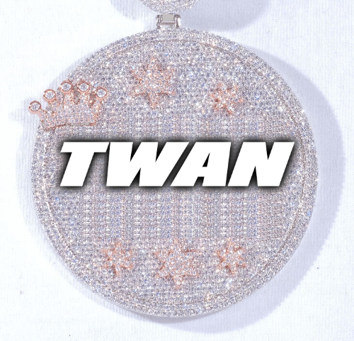 CUSTOM LETTER NECKLACE 3D BIG CROWN DISC