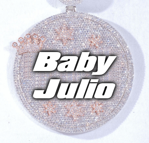 CUSTOM LETTER NECKLACE 3D BIG CROWN DISC
