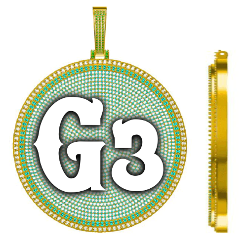 CUSTOM LETTER NECKLACE 3D BIG DISC