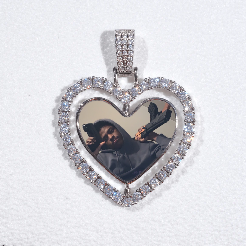 3D Spinning 2-Faced Heart Custom Picture Pendant