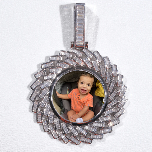 Large 3D Baguette Custom Picture Pendant