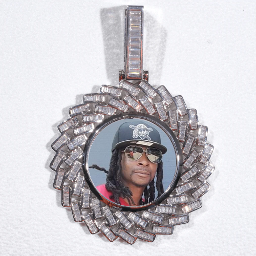 Large 3D Baguette Custom Picture Pendant