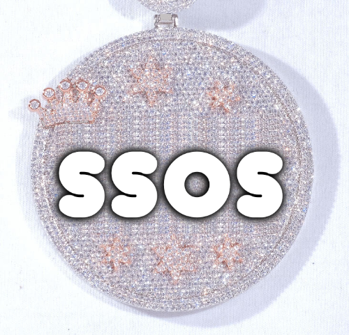 CUSTOM LETTER NECKLACE 3D BIG CROWN DISC