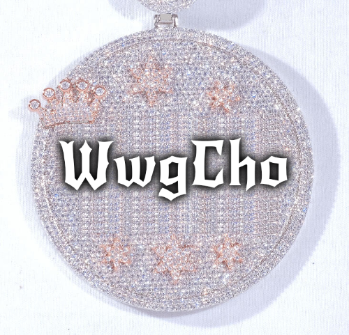 CUSTOM LETTER NECKLACE 3D BIG CROWN DISC