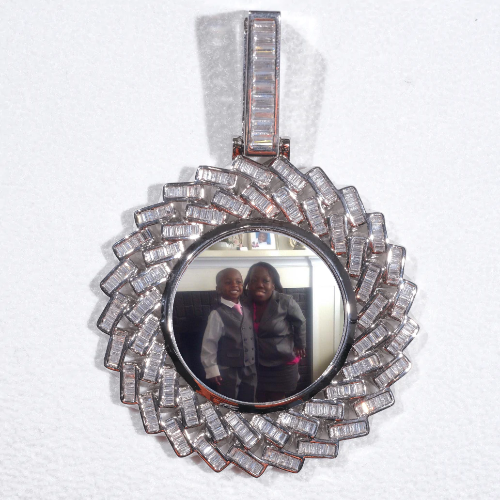 Large 3D Baguette Custom Picture Pendant