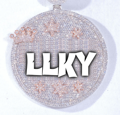 CUSTOM LETTER NECKLACE 3D BIG CROWN DISC