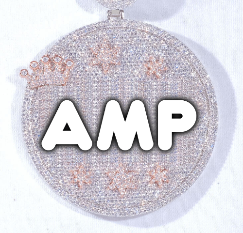 CUSTOM LETTER NECKLACE 3D BIG CROWN DISC
